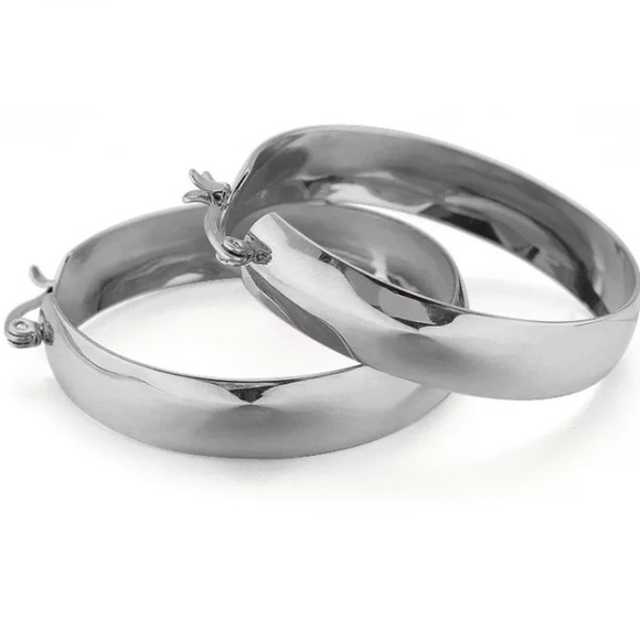 White gold plated hoop earrings - Picture 2 of 3